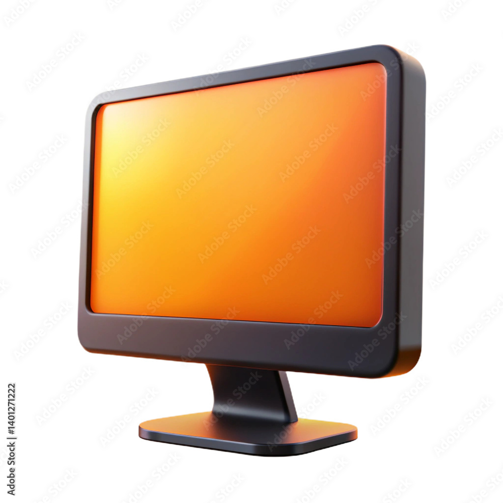 Poster modern realistic computer monitor. 3d rendering isolated on white background.