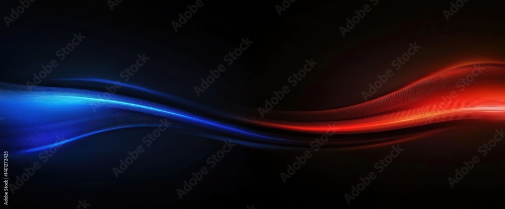 Poster abstract background featuring dynamic blue and red light lines on a dark backdrop, conveying speed a