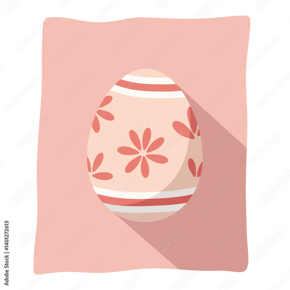 Poster decorative easter egg design with floral patterns in minimal flat vector art