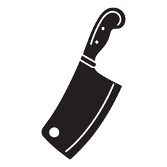 Heavy meat cleaver silhouette vector illustration image object design