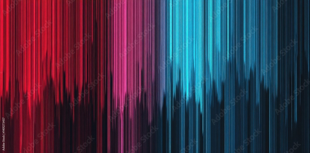 Poster abstract digital glitch background featuring distorted lines and pixelated textures in neon blue, re