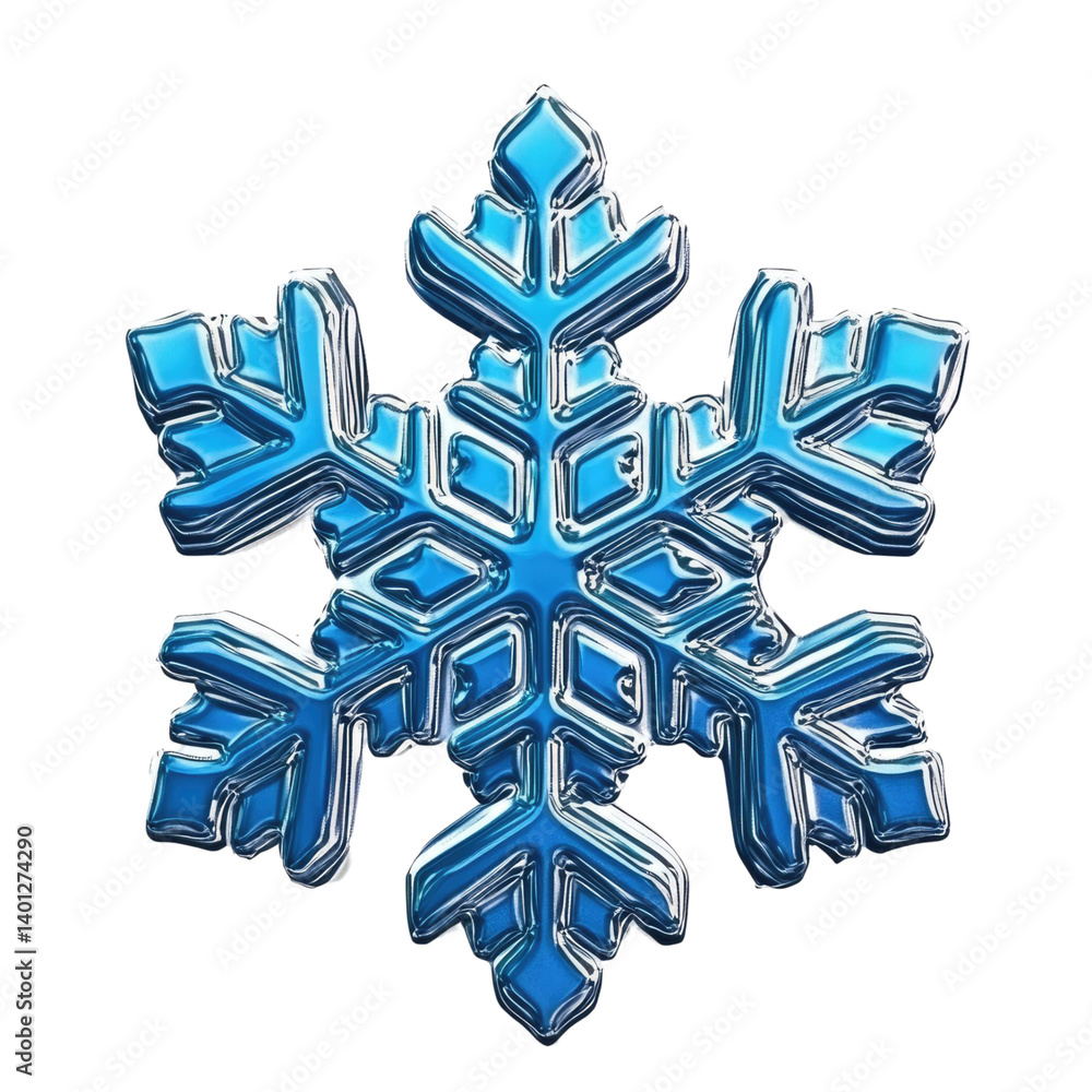 Aufkleber close-up of a detailed 3d snowflake rendered against a transparent background showcasing intricate i