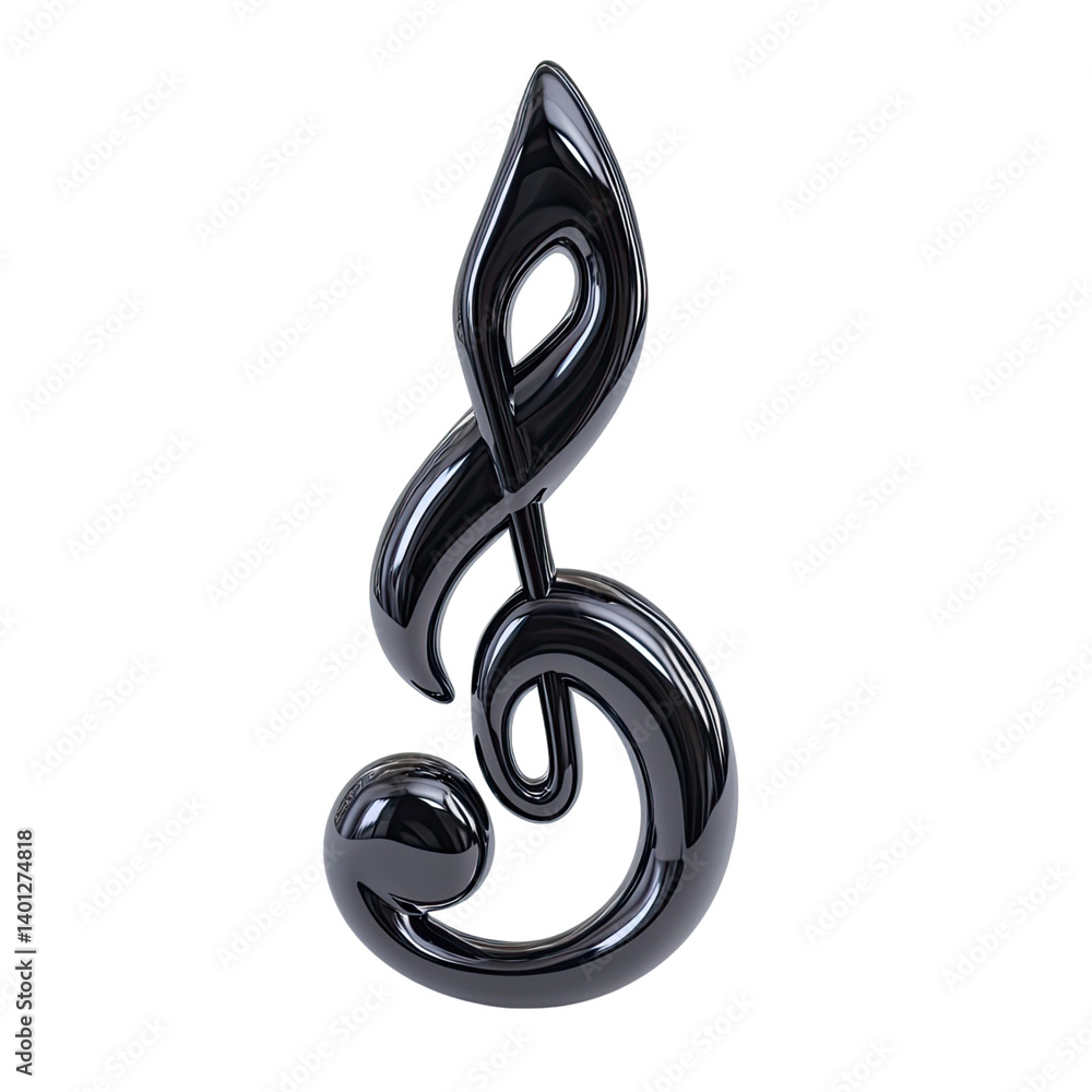 Poster glossy musical symbol icon on a transparent backdrop. the symbol displays a smooth gradient and refl