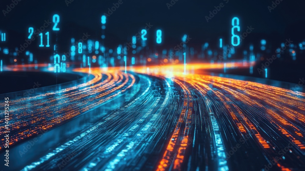 Poster digital highway: a futuristic data stream visualization