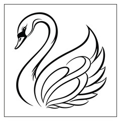 Obraz premium Swan Bird Silhouette Vector 