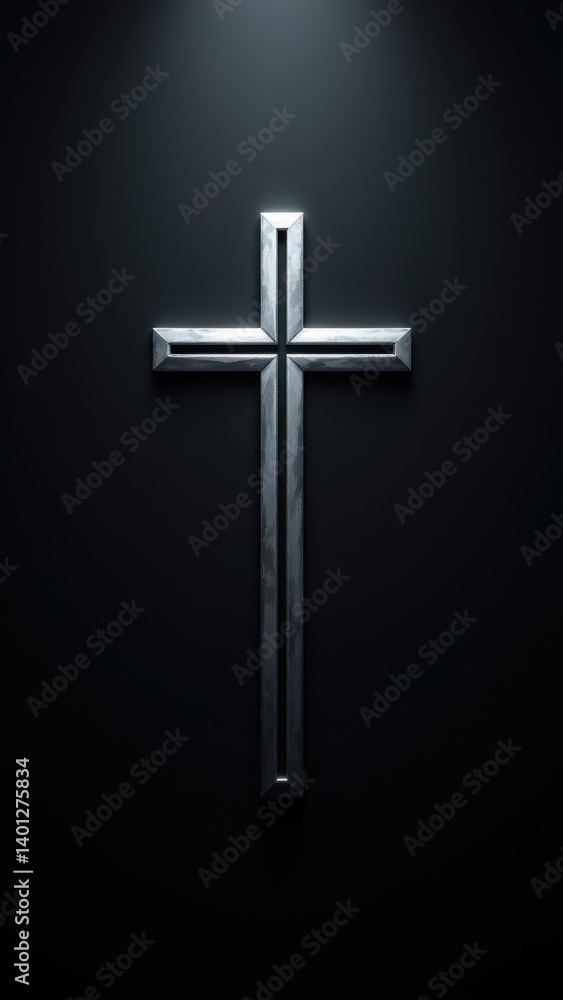 Poster stylized cross on a dark background with a subtle gradient.