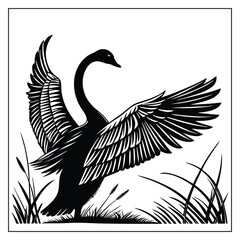 Swan Bird Silhouette Vector 