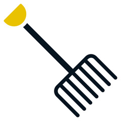 Farm Fork, Black and Yellow Design Farm Fork, Farm Fork Line Icon