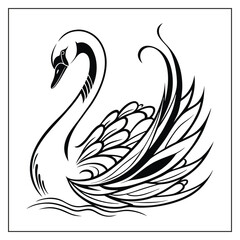 Swan Bird Silhouette Vector 
