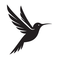 Elegant Flying Hummingbird Silhouette Vector Illustration for Decoration