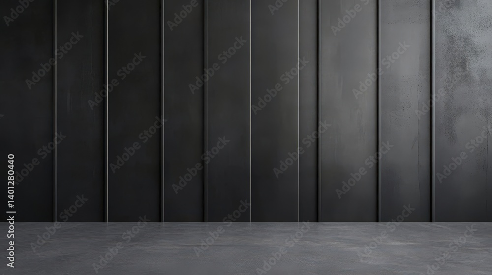 Poster abstract background featuring a concrete wall and dark gray metal panels in an empty room, ideal for