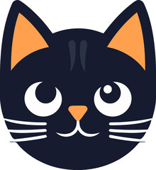 Obraz premium Elegant Whiskers and Paw Badge Trendy Cat Face with Ears Symbol