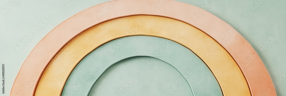Poster soft pastel rainbow decor featuring neutral arcs with felt texture on a clean minimal background