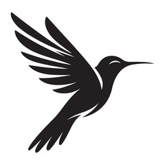 Hummingbird Silhouette Flying Bird Vector Design Nature Illustration