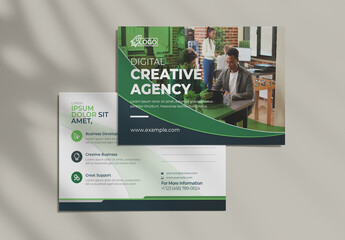 Corporate Post Card Template With Green Accents