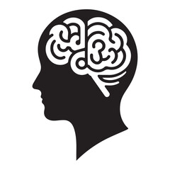 Human Brain Silhouette Vector Illustration Representing Knowledge
