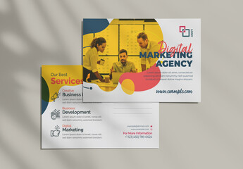 Corporate Post Card Template With Abstract Modern Accents