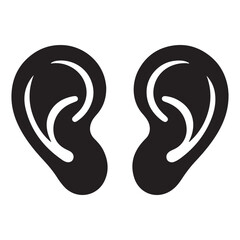 Silhouette of Pair Human Ears Sensory Organ Vector Illustration