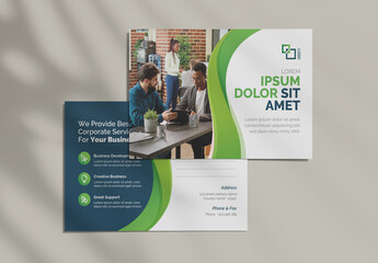 Green Modern Post Card Template Premium Vector Accents
