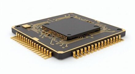 3D model of computer chip isolated on white background