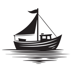 Sailing Boat Silhouette Vector Illustration for Water Transportation and Recreation