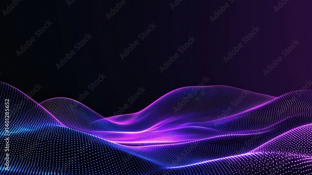 Poster abstract digital background featuring mesh grid in dark blue and purple. represents big data technol