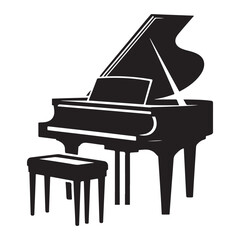 Grand Piano Silhouette Illustration Classic Music Instrument Vector Graphic