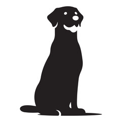 Black Labrador Dog Silhouette Sitting Loyal Pet Vector Illustration