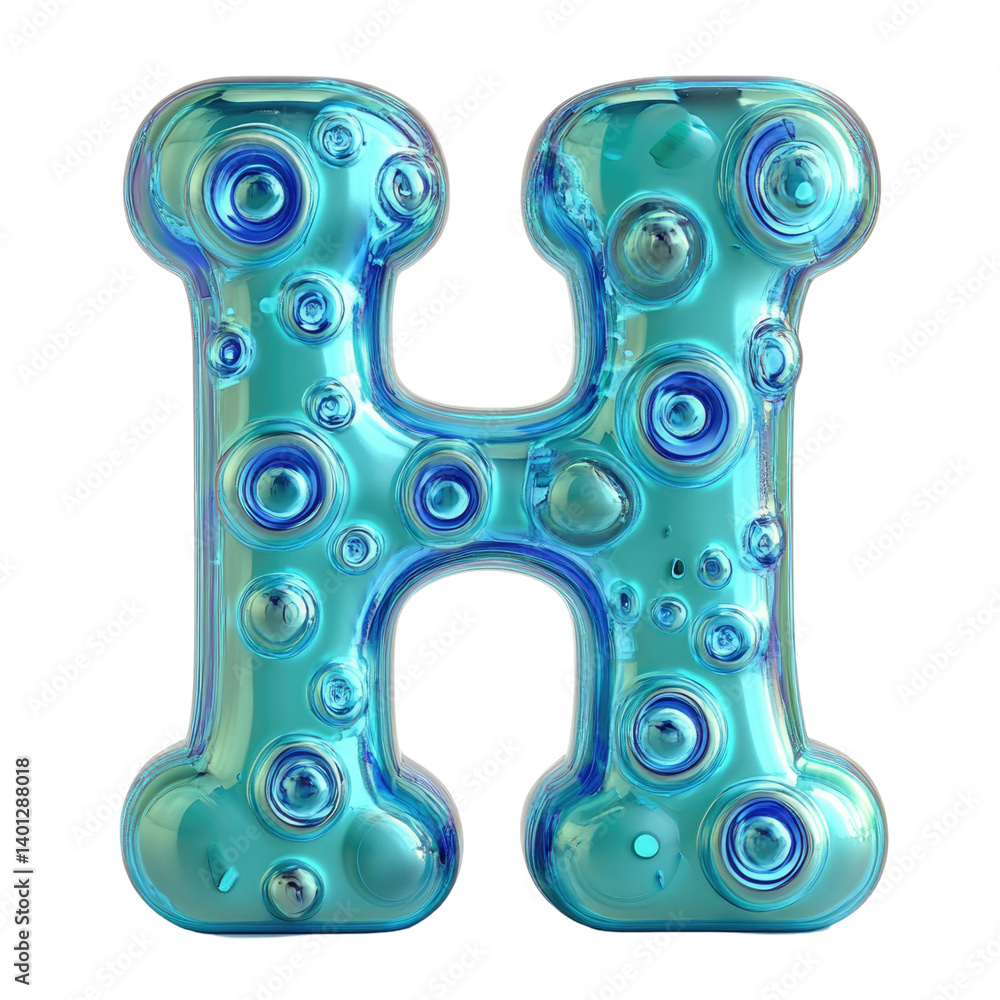Poster generic letter with bubble texture and glossy surface isolated on transparent background