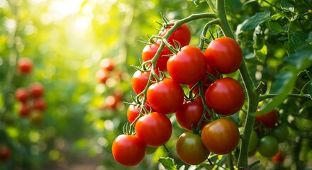 Obraz premium Ripe Red Tomatoes on the Vine