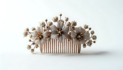 Fototapeta premium A close up of a hair comb with flowers on it.