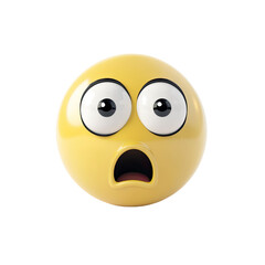 Fototapeta premium Yellow emoji with open mouth showing surprise and wide eyes against a transparent background