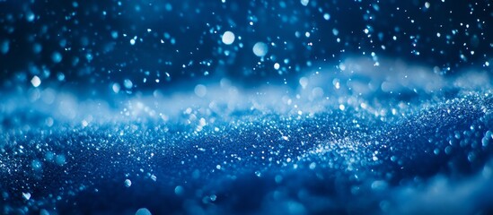 Obraz premium Abstract blue water droplets, falling, surface, background bokeh