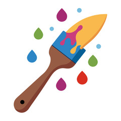 Paint Brush with Wet Color Dots Illustration for Artistic Work