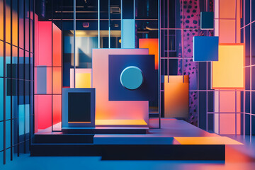 Website design concept with digital advertising agency themes featuring floating web layouts