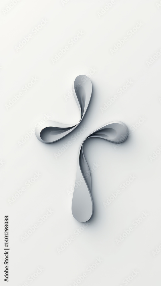 Poster christian cross design with a metallic texture on a gradient background.