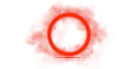 An enchanting red smoke ring effect displayed on a pristine transparent background, highlighting its ethereal beauty