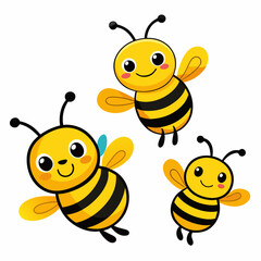 honeybee vector icon set isolated on white background
