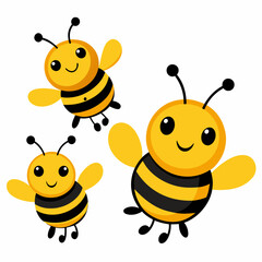 honeybee vector icon set isolated on white background