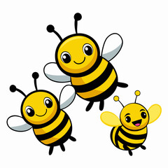 honeybee vector icon set isolated on white background