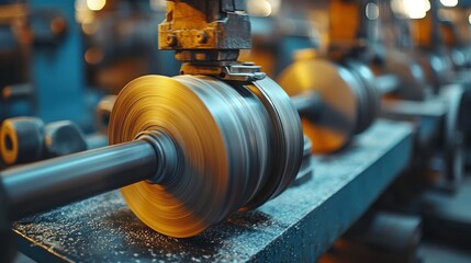 Naklejka premium Industrial Metal Rolling Mill Machine Close-up