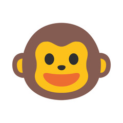 Monkey Face Illustration, Clipart Icon Isolated on White Background