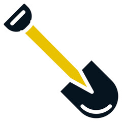 Shovel, Black and Yellow Design Shovel, Shovel Line Icon