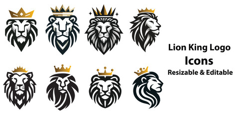 Royal Lion Head Vector Logo. Majestic Lion Face Icon Design. Powerful Lion Face Logo Design. Stylish Lion Face Vector. Iconic Lion Face Vector Logo