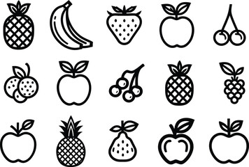 Fruit Icon Set | Fruit Illustrations for Commercial Use | Fruits Line Icons | vector set of fruit | A Collection Of Fruits