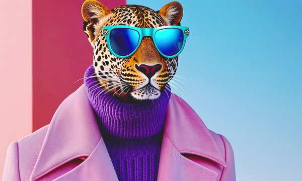 Fashion leopard retro elegant style.