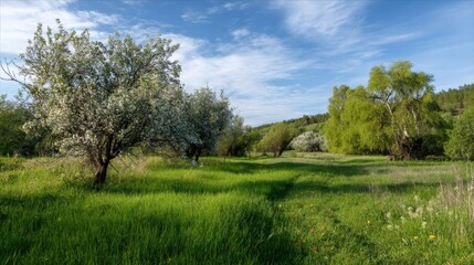 Obraz premium A lush spring landscape in Russia.