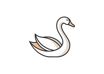 continuous line goose or swan logo design Creative vector cartoon illustration	