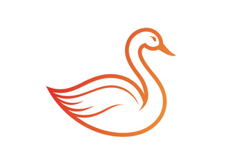 Simple swan or duck flat logo design, line art swan mark logo vector illustration