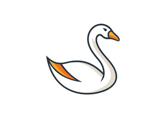 continuous line goose or swan logo design Creative vector cartoon illustration	